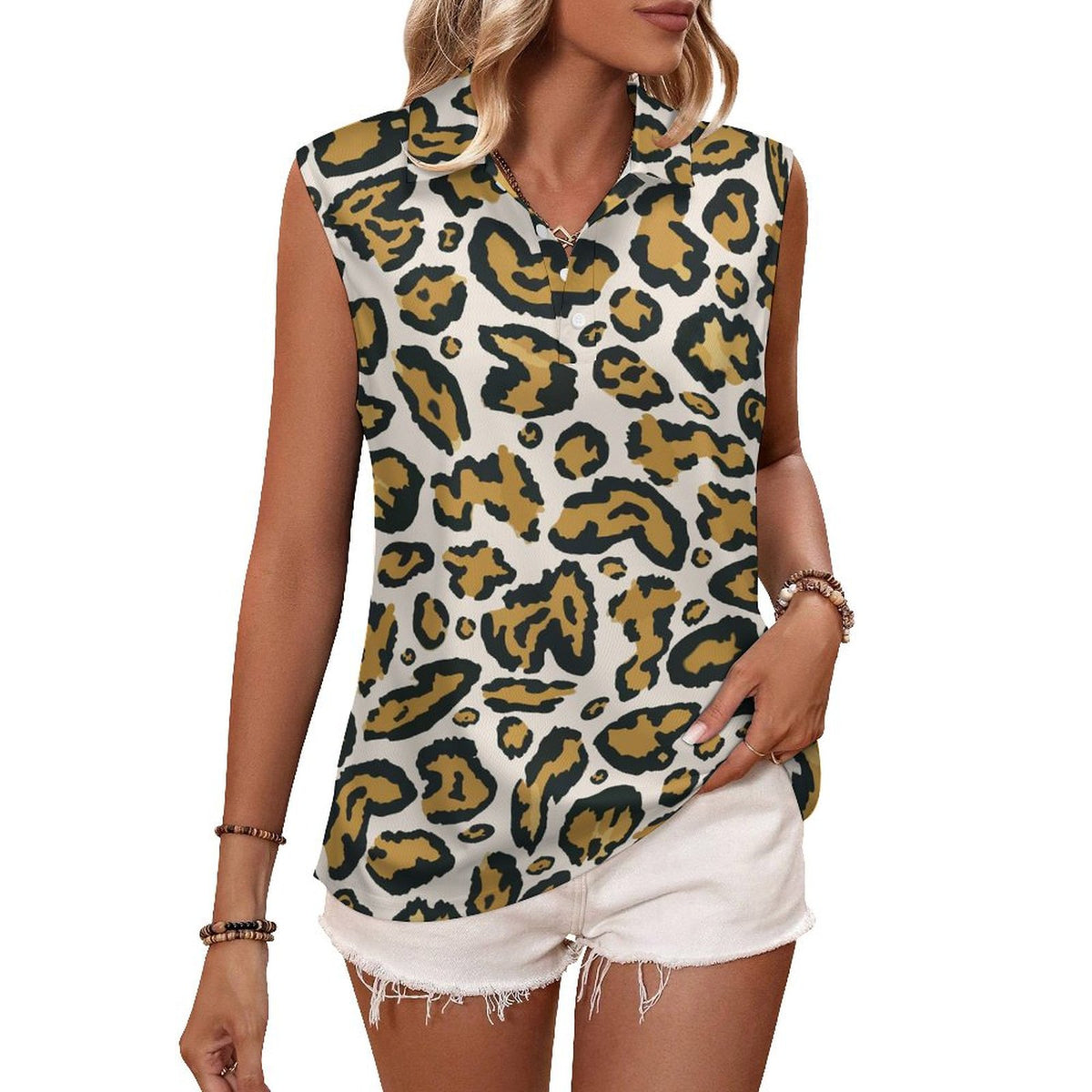 Animal print Sleeveless Tank Top Leopard Print, Pattern