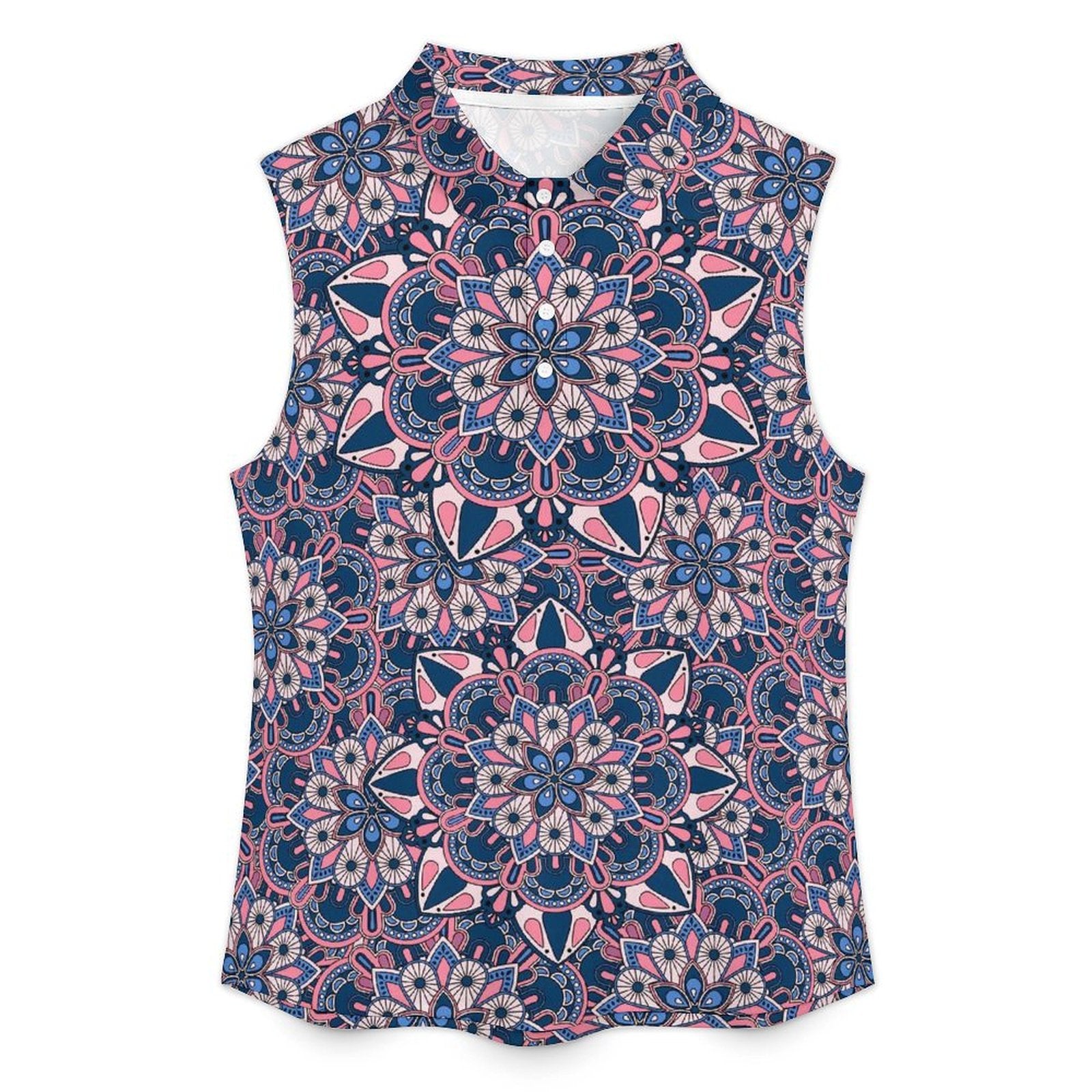 Retro Sleeveless Tank Top Mandala Flower, Repeating Pattern