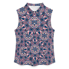 Retro Sleeveless Tank Top Mandala Flower, Repeating Pattern