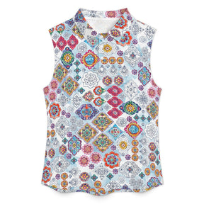 Retro Sleeveless Tank Top Exotic Ethnic Pattern