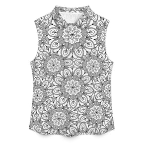 Retro Sleeveless Tank Top Mandala Flower, Repeating Pattern