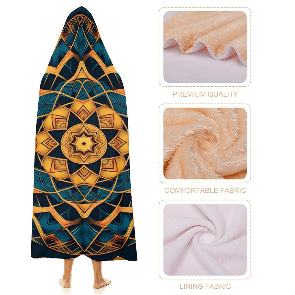 Manta con capucha geométrica