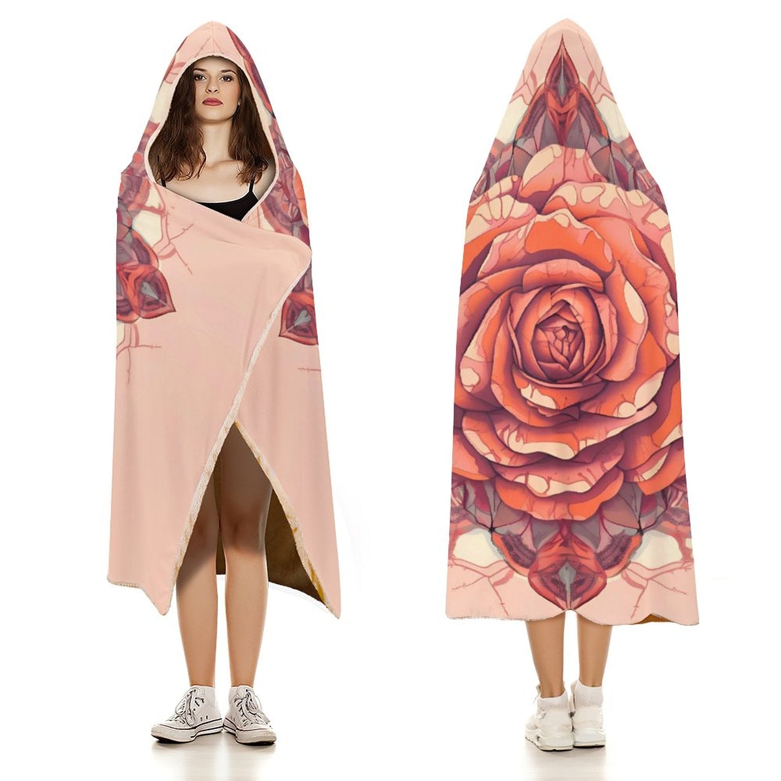 Manta con capucha de rosas