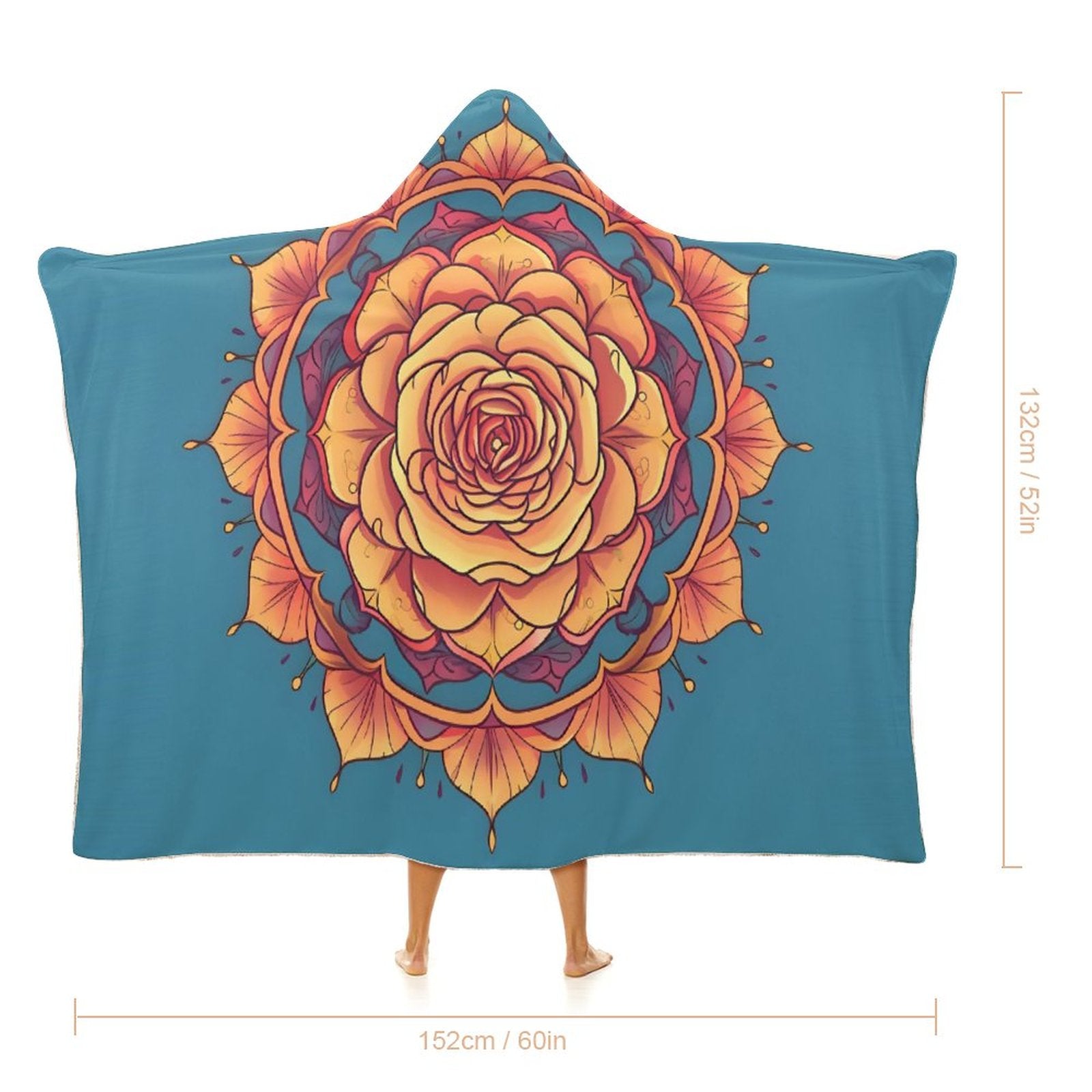 Manta con capucha de rosas