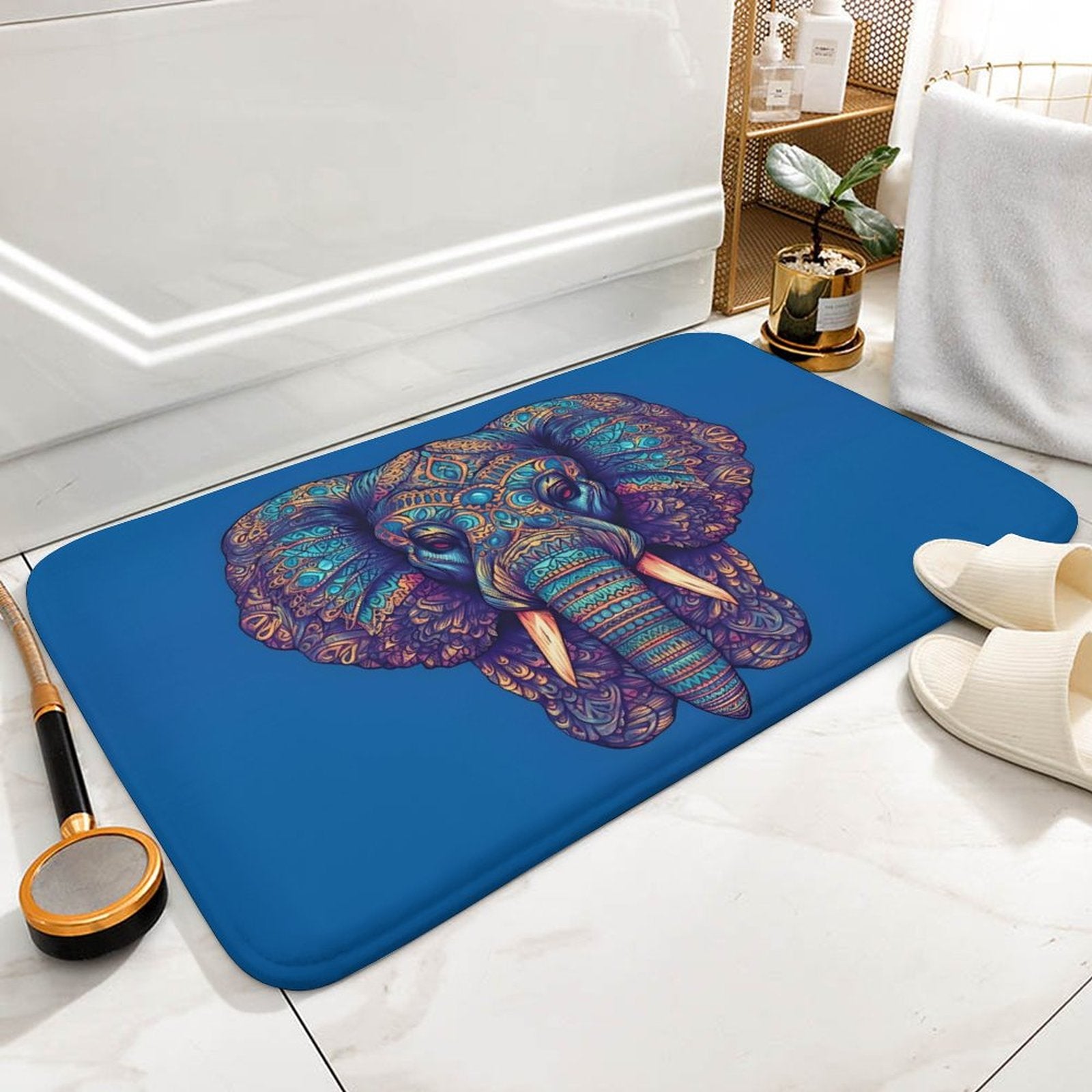 Elephant Coral Velvet Rug