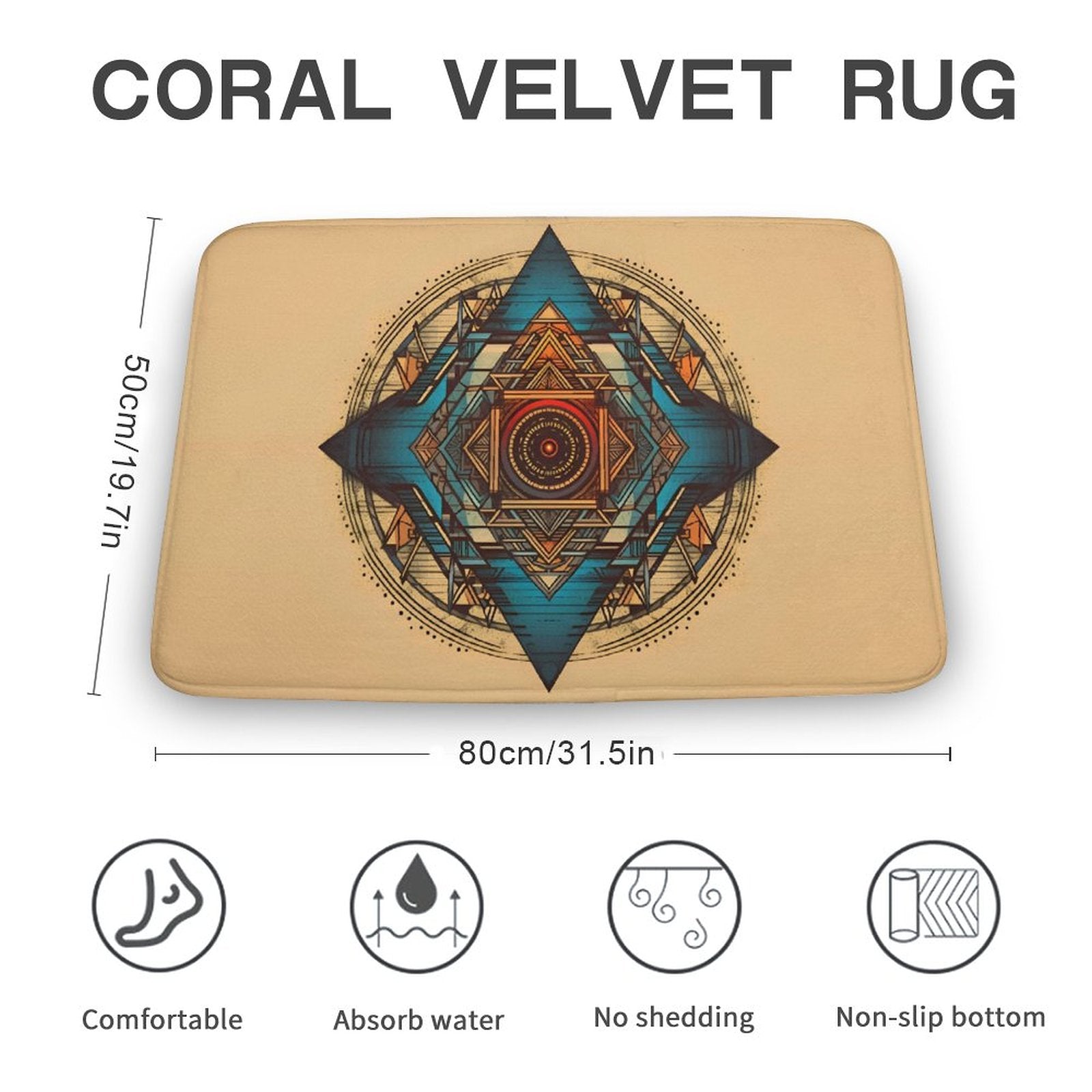 Geometric Coral Velvet Rug