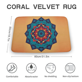 Geometric Coral Velvet Rug