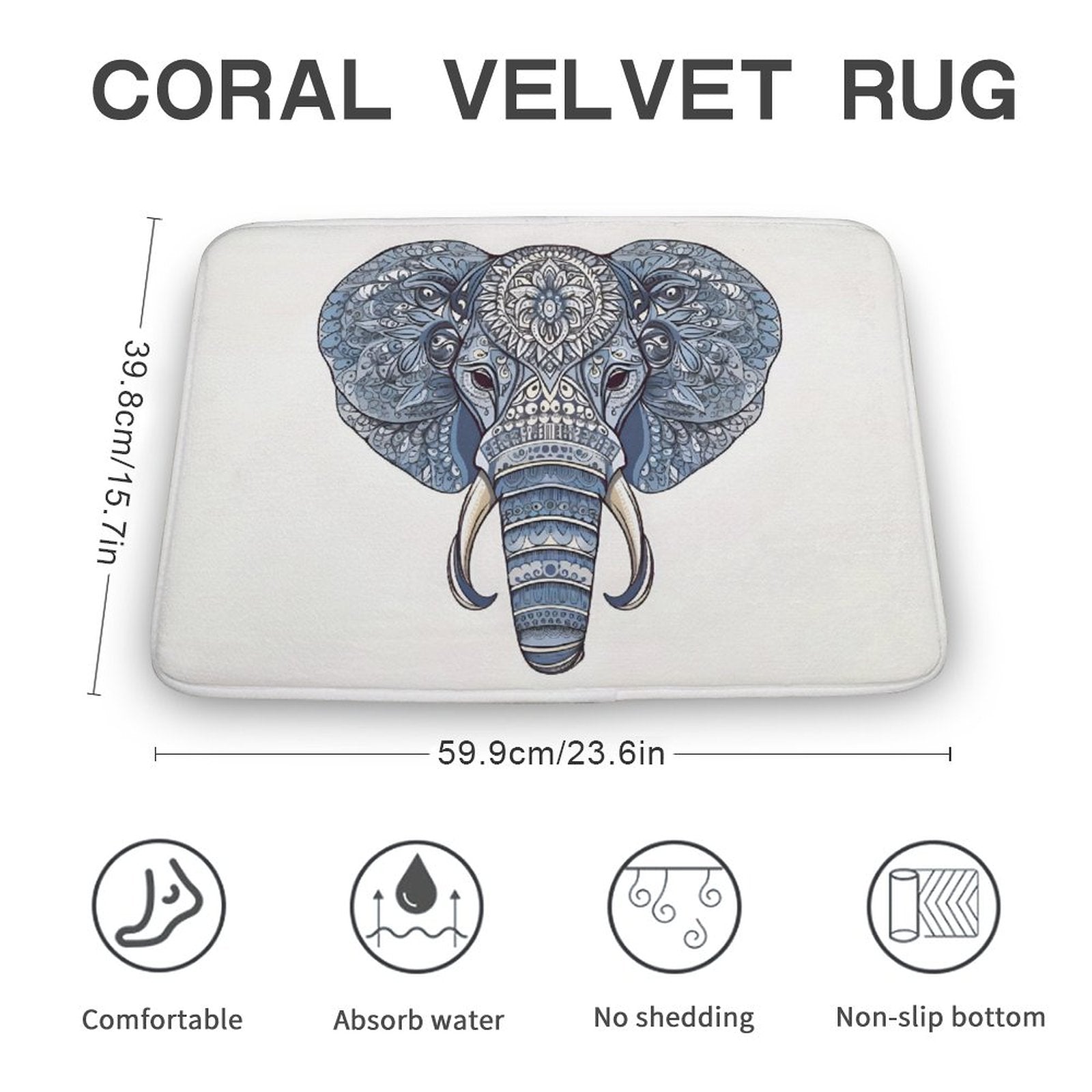 Elephant Coral Velvet Rug