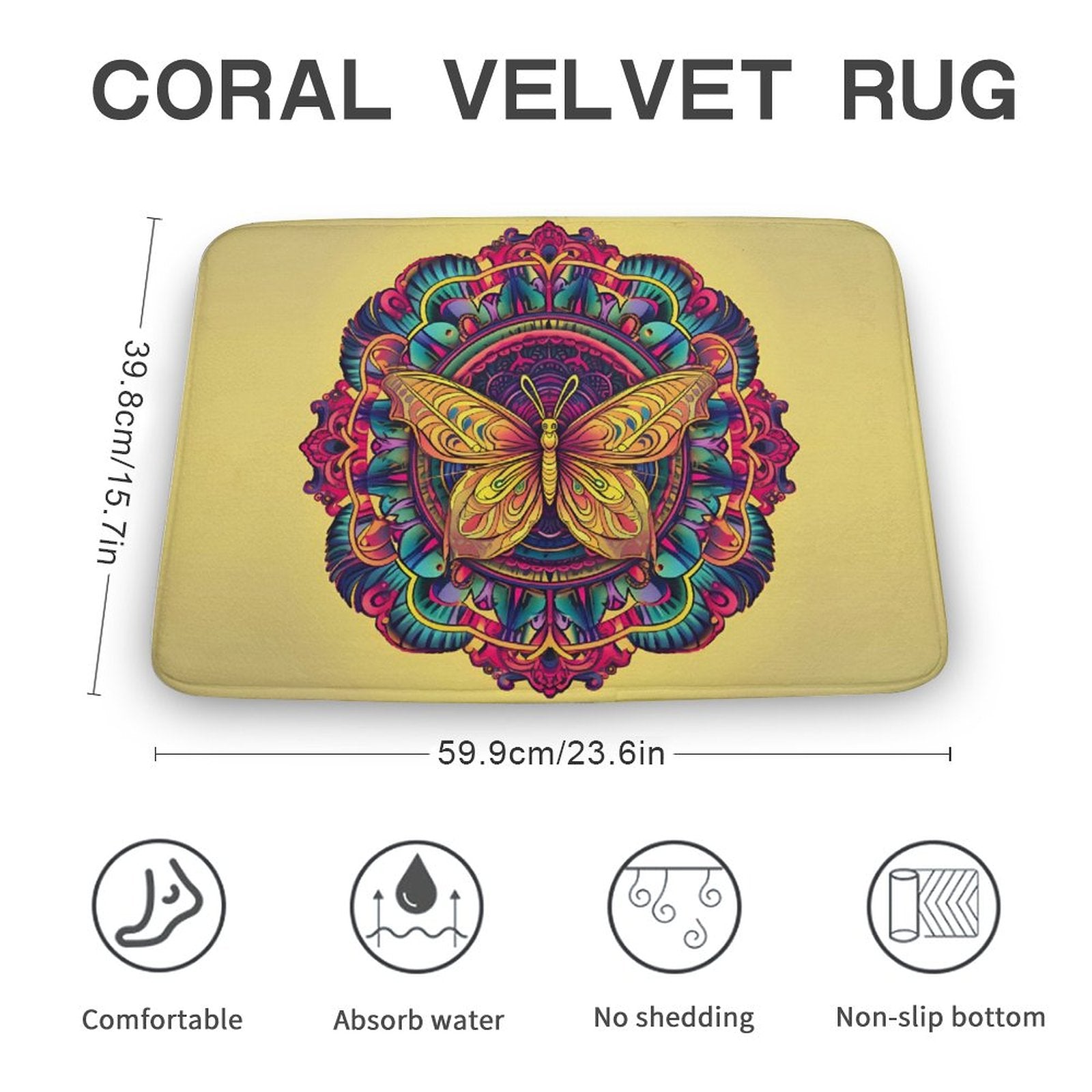 Butterfly Coral Velvet Rug