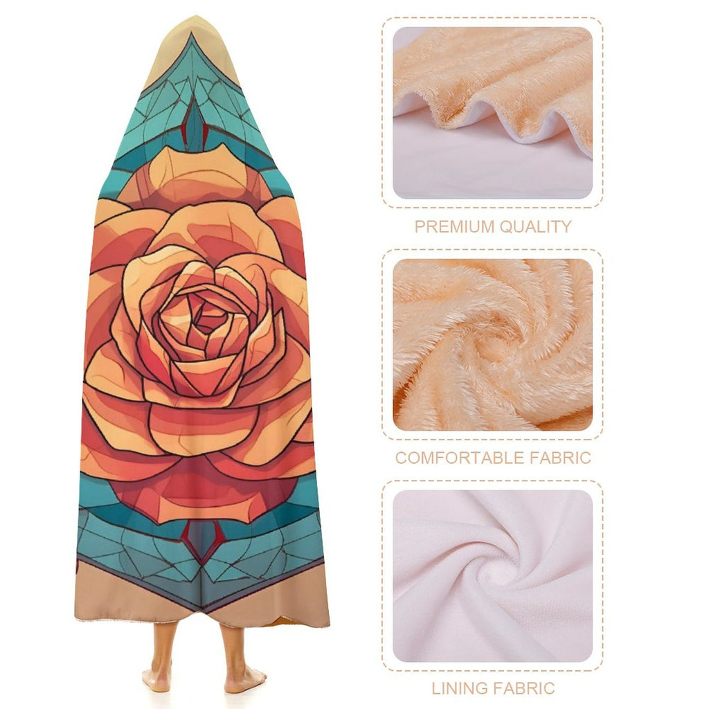 Manta con capucha de rosas