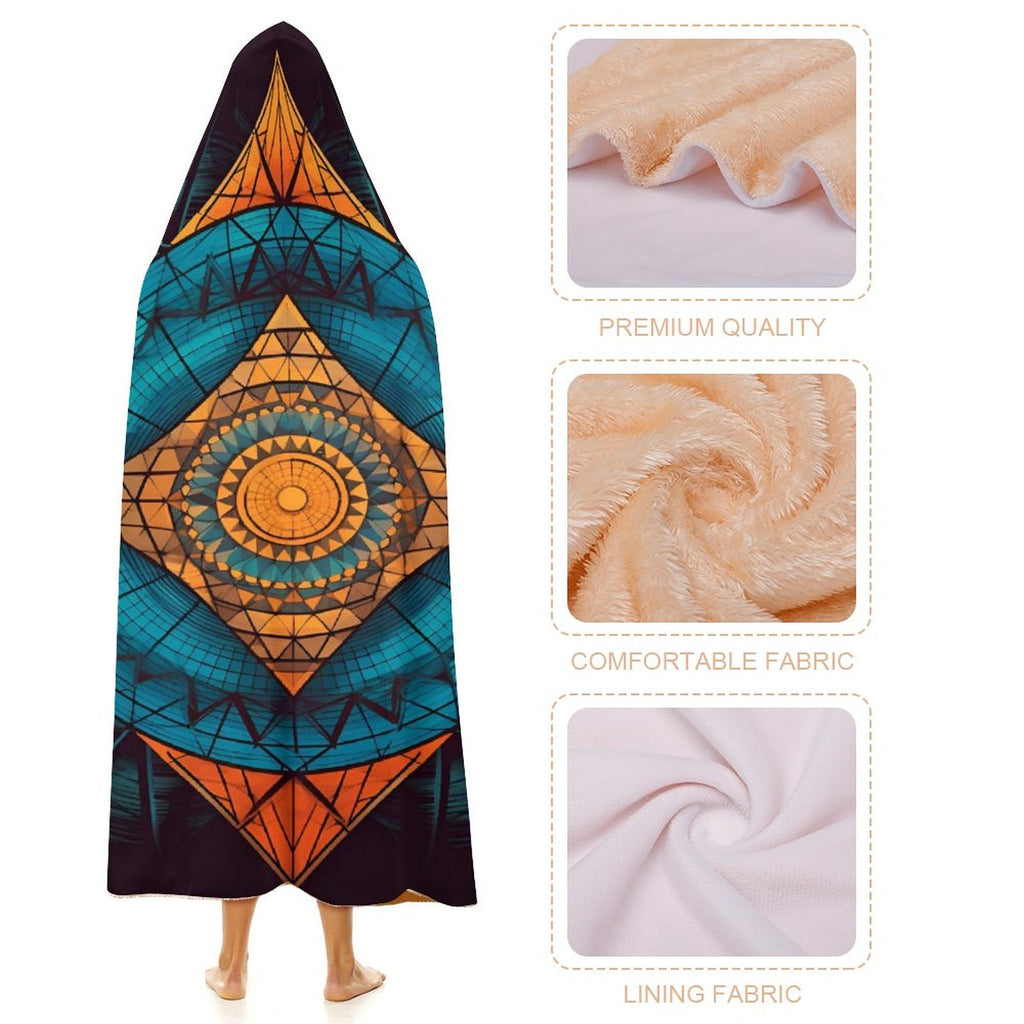 Manta con capucha geométrica