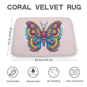 Butterfly Coral Velvet Rug