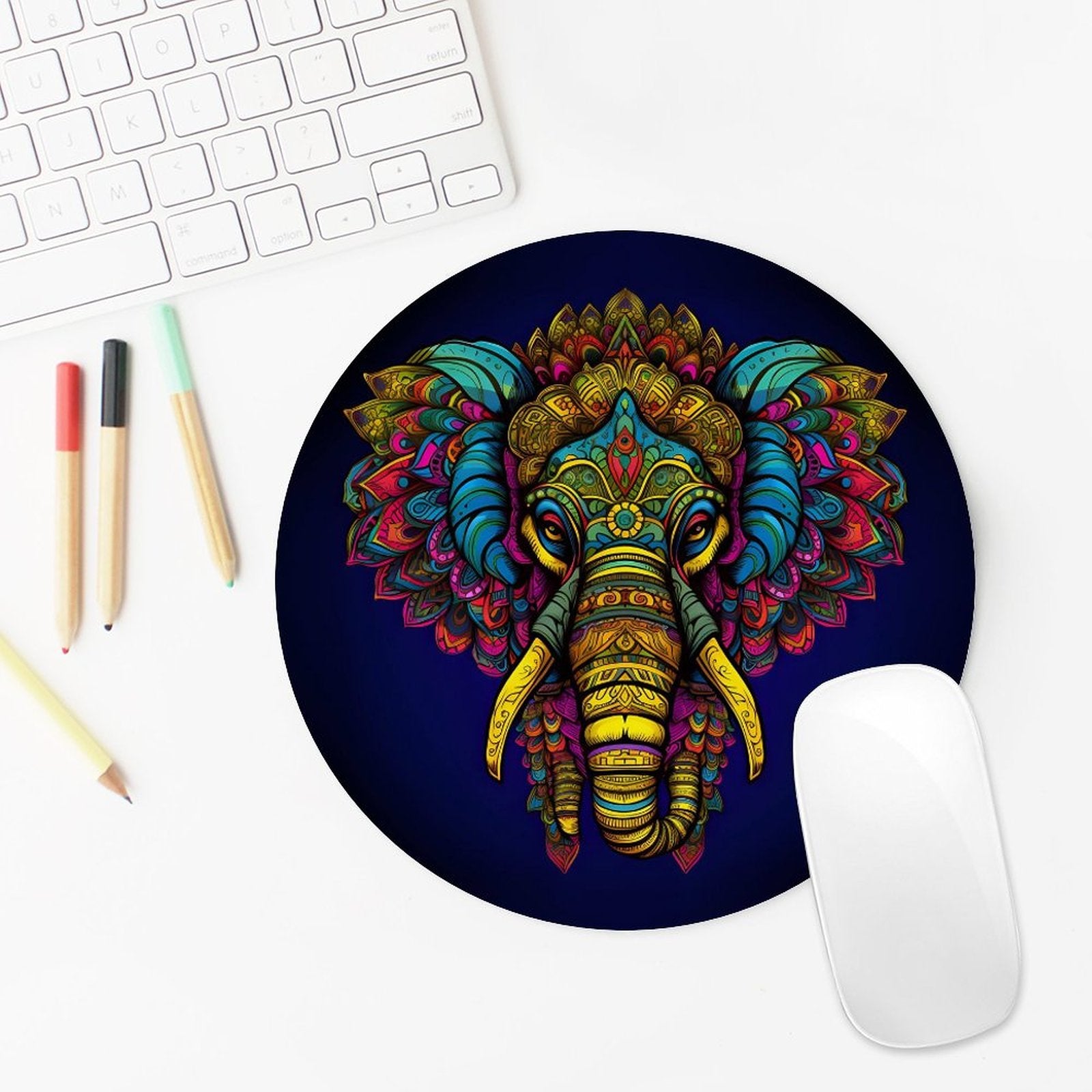 Elephant Round Mouse Pad