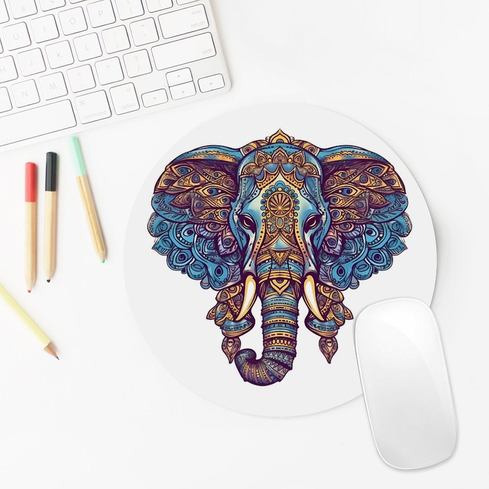 Elephant Round Mouse Pad