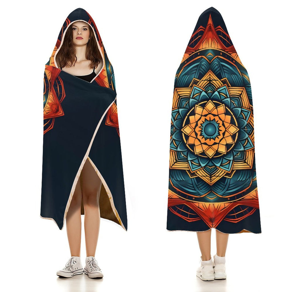 Manta con capucha geométrica