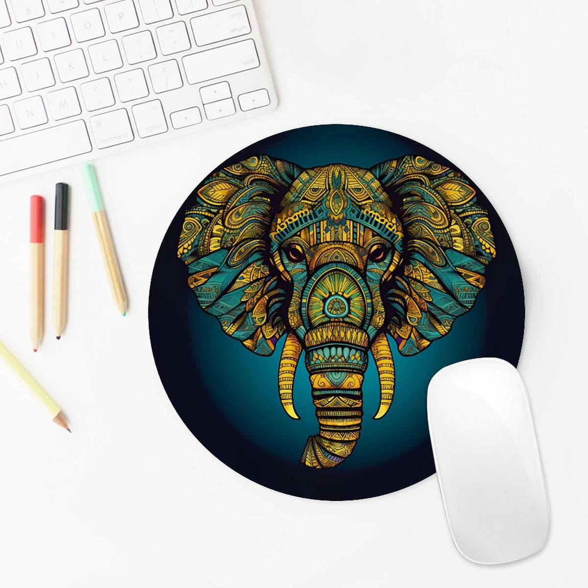 Elephant Round Mouse Pad