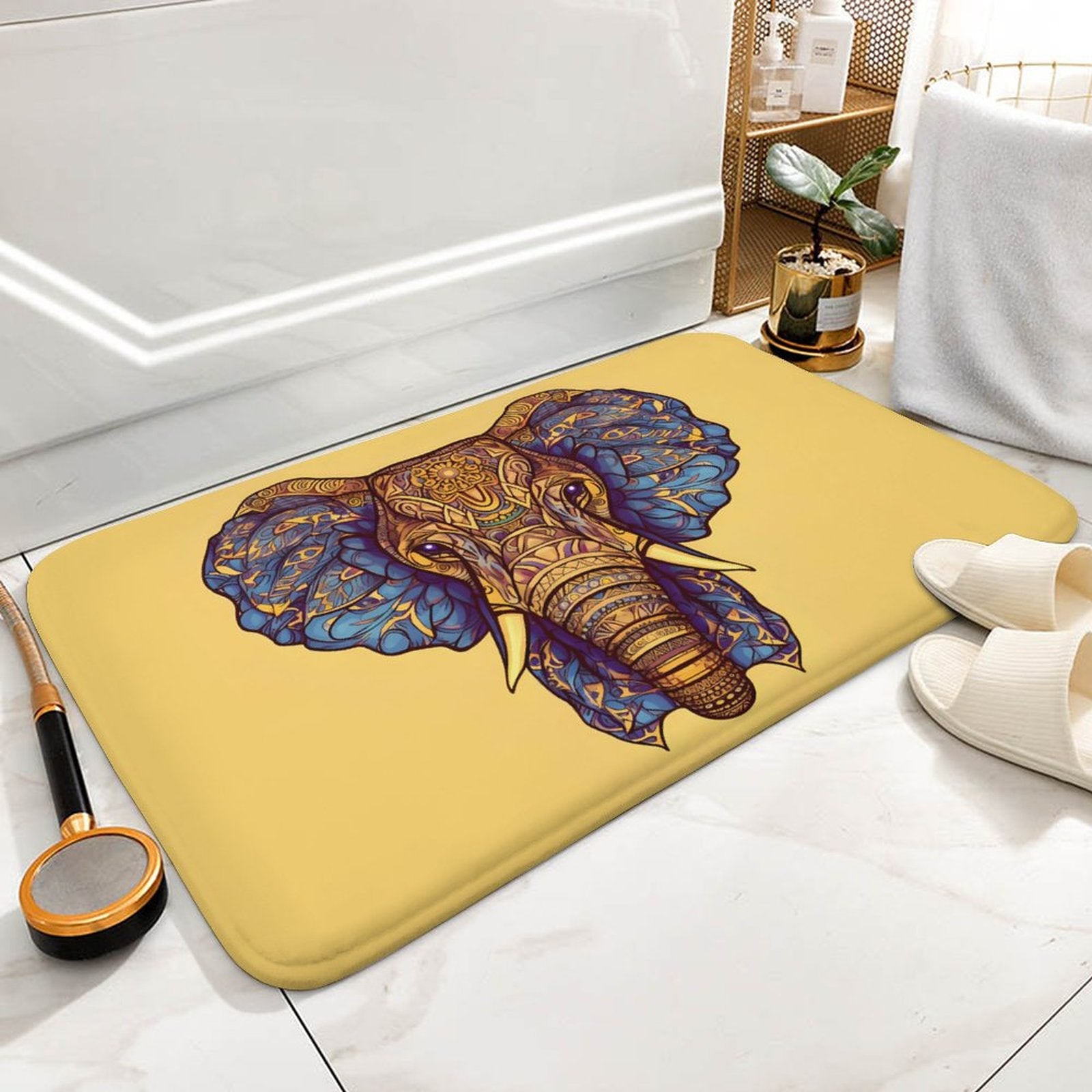 Elephant Coral Velvet Rug