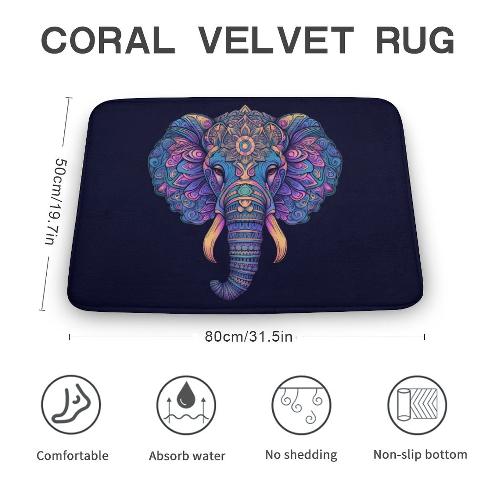 Elephant Coral Velvet Rug