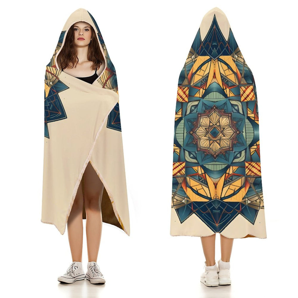 Manta con capucha geométrica