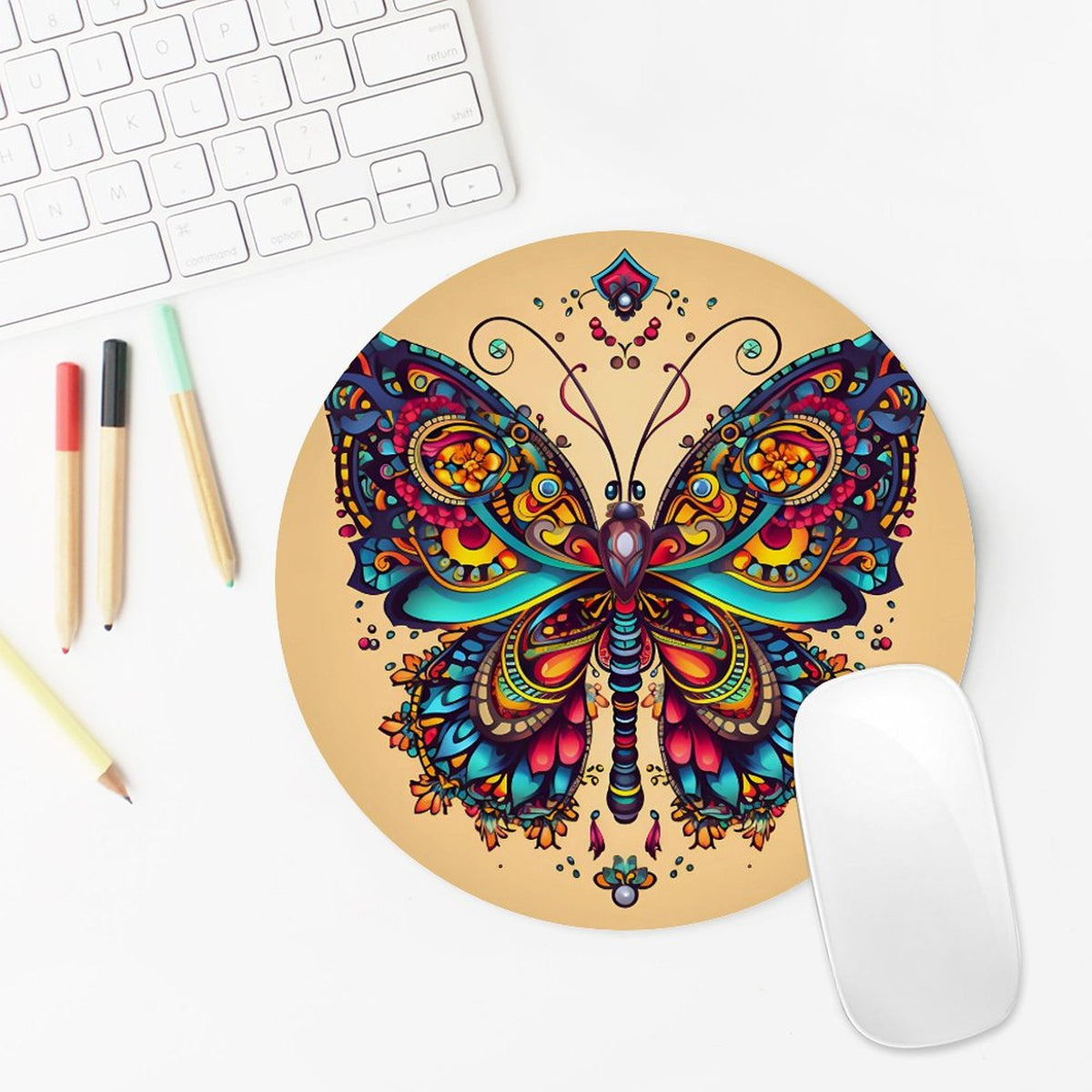 Butterfly Round Mouse Pad