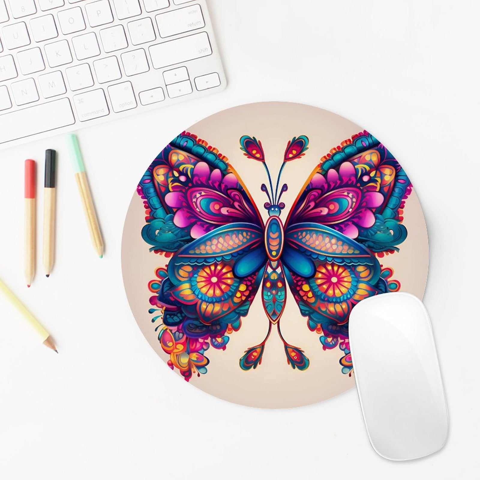 Butterfly Round Mouse Pad