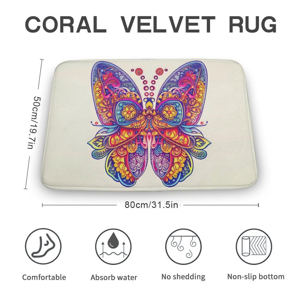 Butterfly Coral Velvet Rug