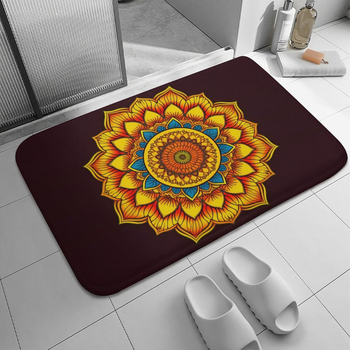 Sunflower Coral Velvet Rug