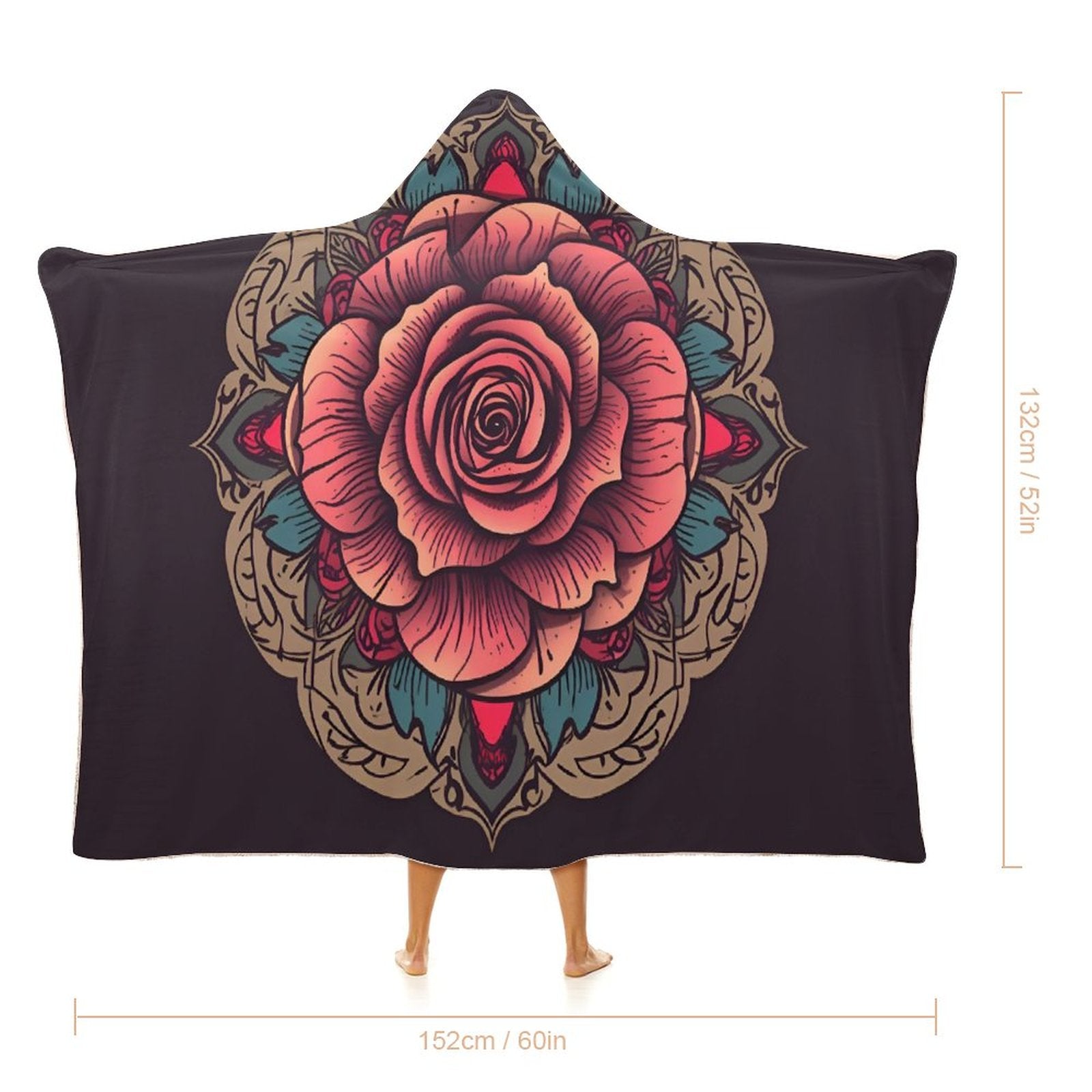 Manta con capucha de rosas