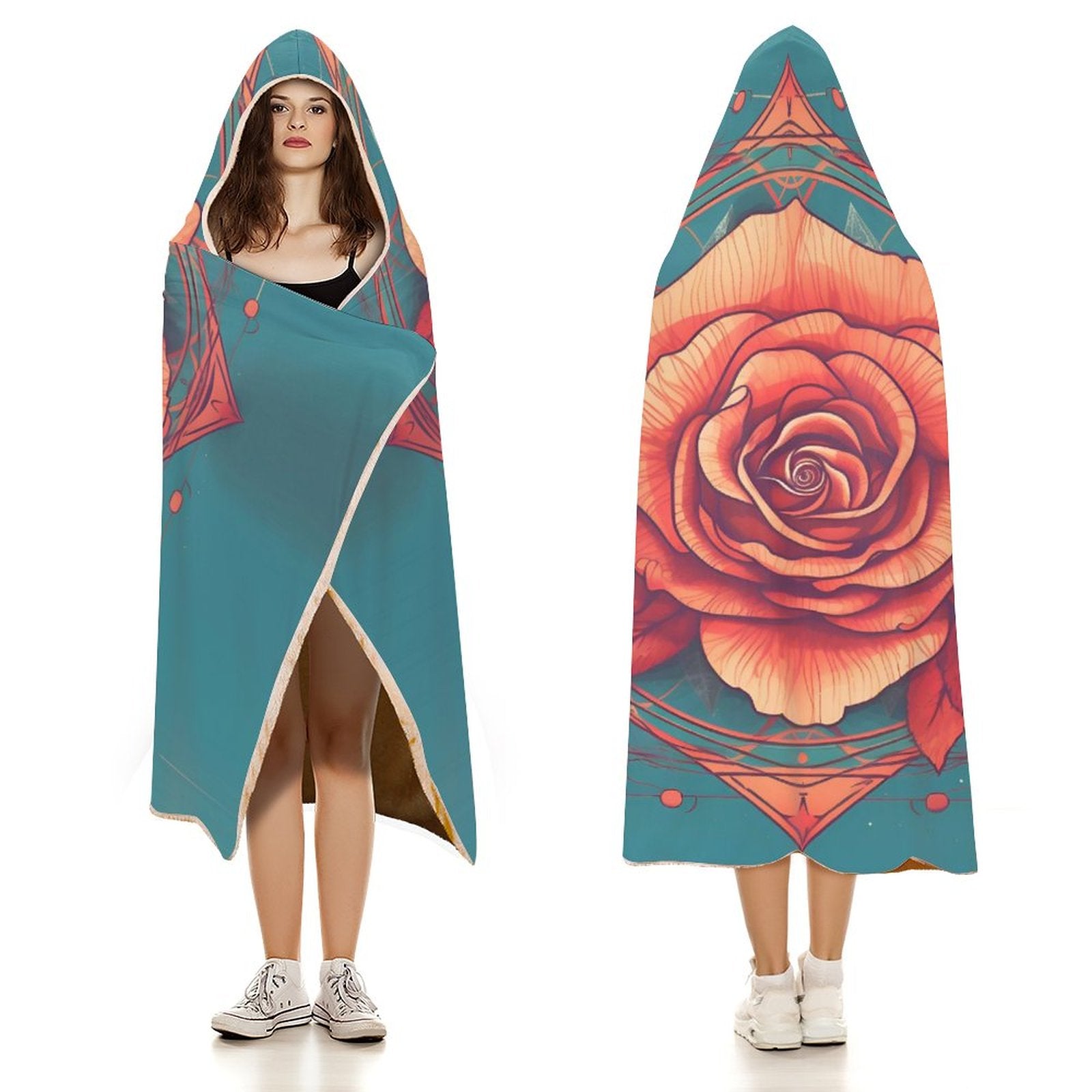 Manta con capucha de rosas