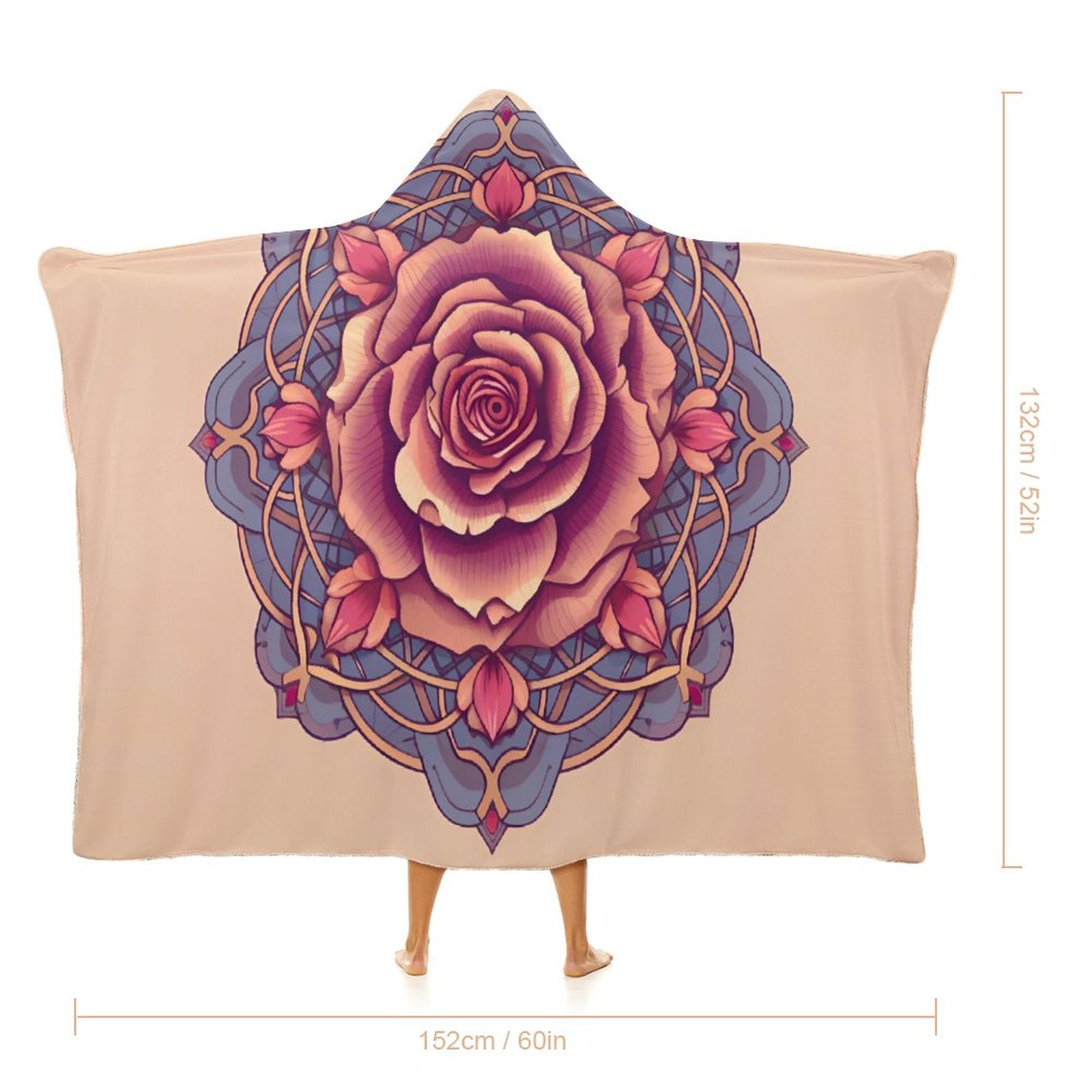 Manta con capucha de rosas