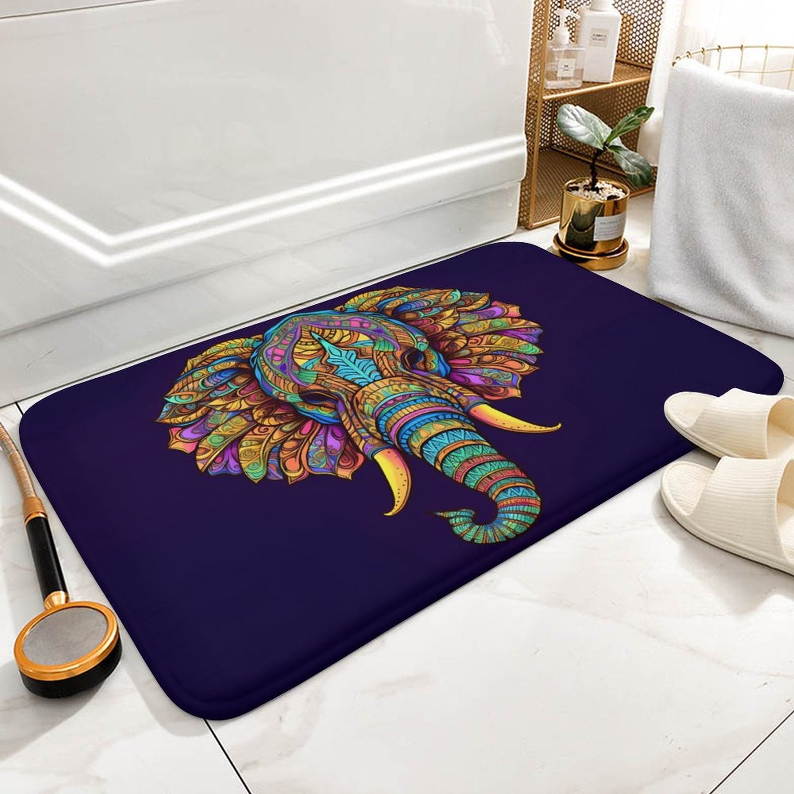 Elephant Coral Velvet Rug