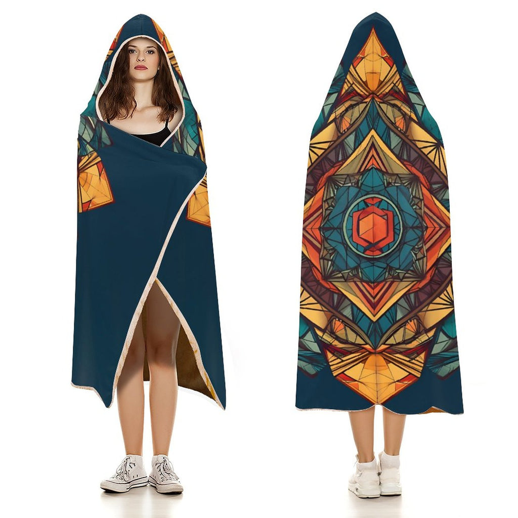 Manta con capucha geométrica