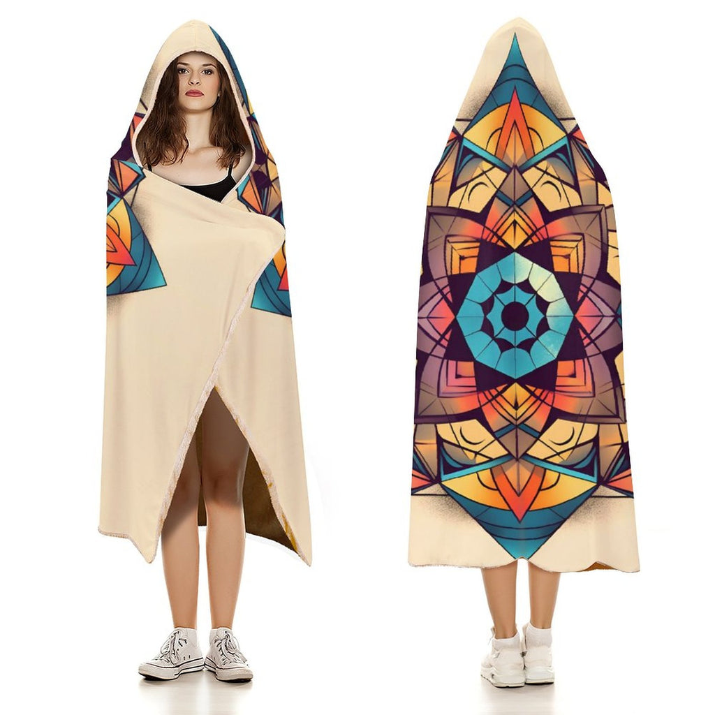 Manta con capucha geométrica