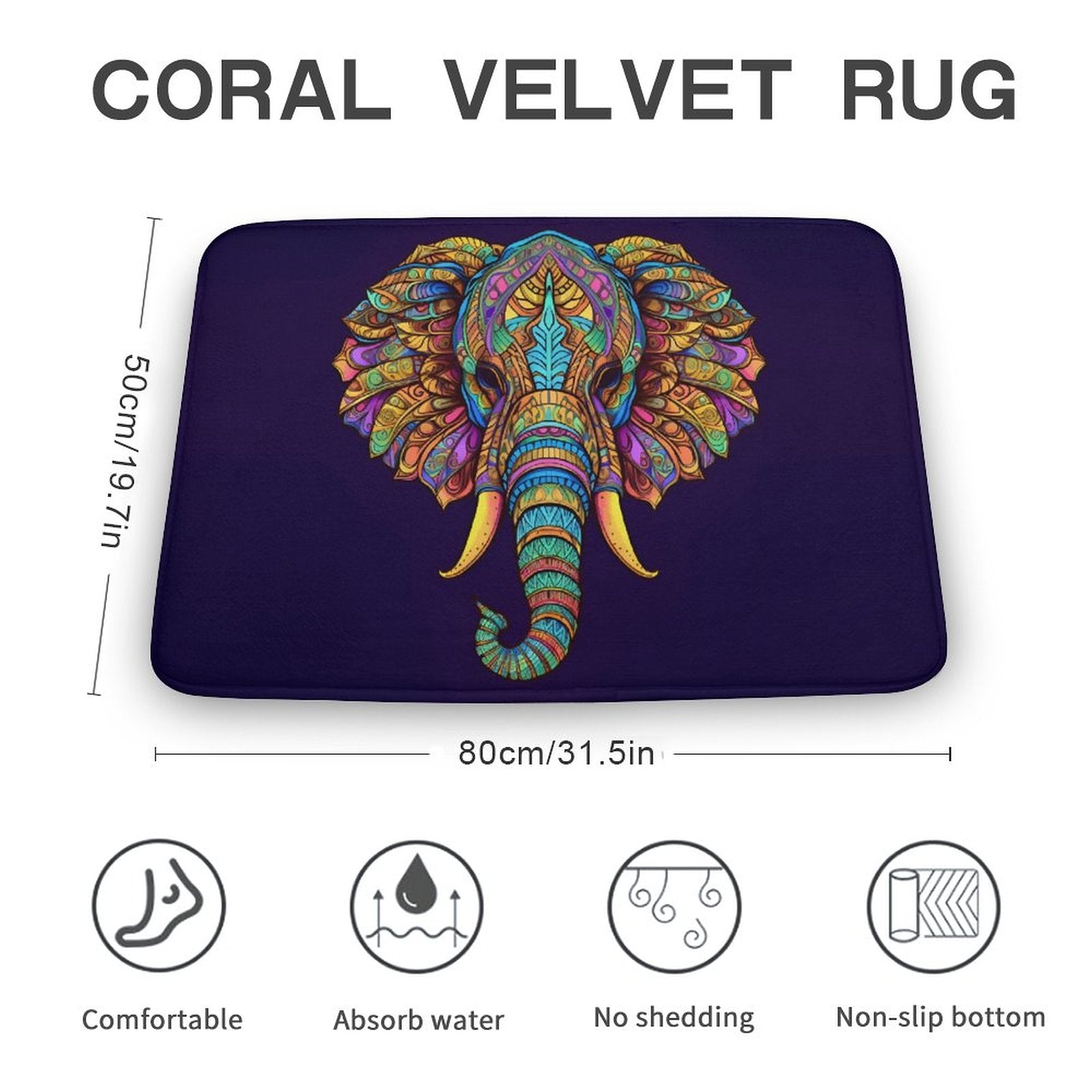 Elephant Coral Velvet Rug