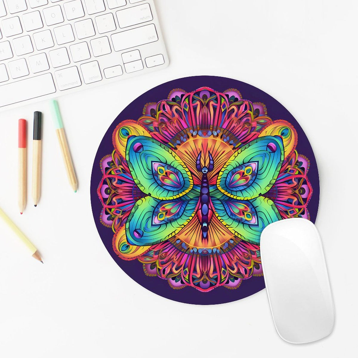 Butterfly Round Mouse Pad