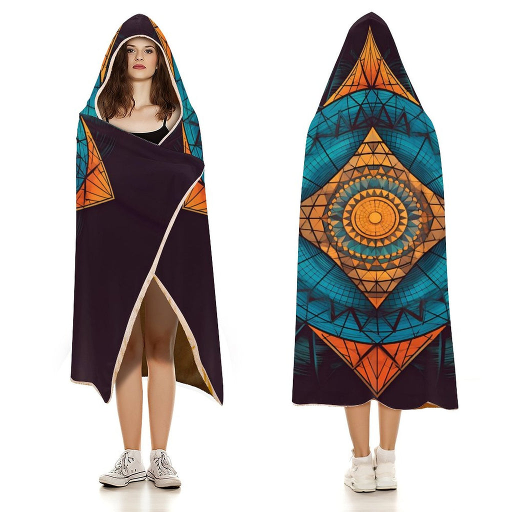 Manta con capucha geométrica