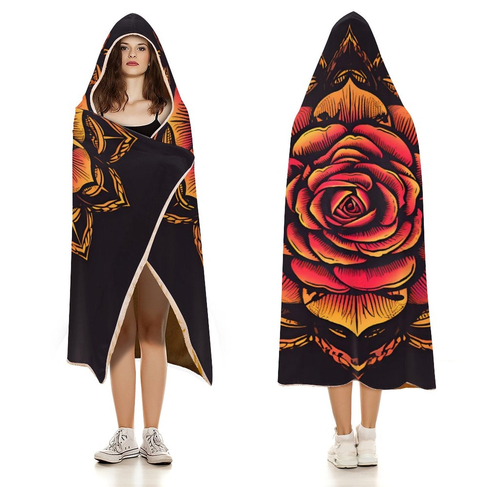 Manta con capucha de rosas