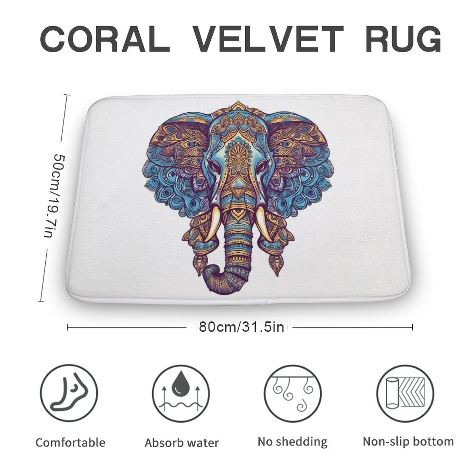 Elephant Coral Velvet Rug