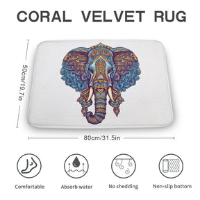 Elephant Coral Velvet Rug