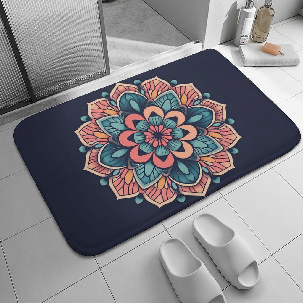 Alfombra de terciopelo coral con flores