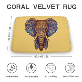 Elephant Coral Velvet Rug