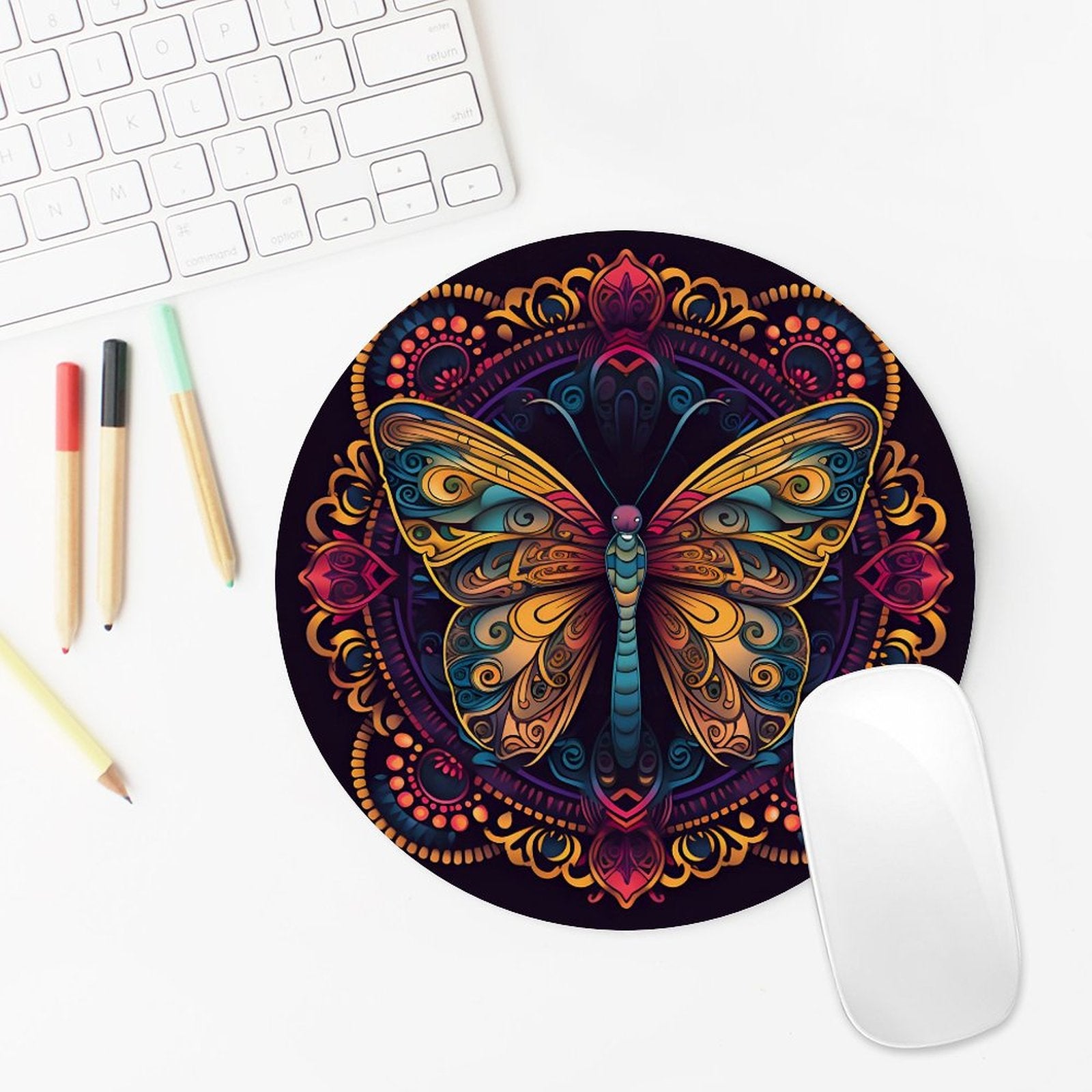 Butterfly Round Mouse Pad