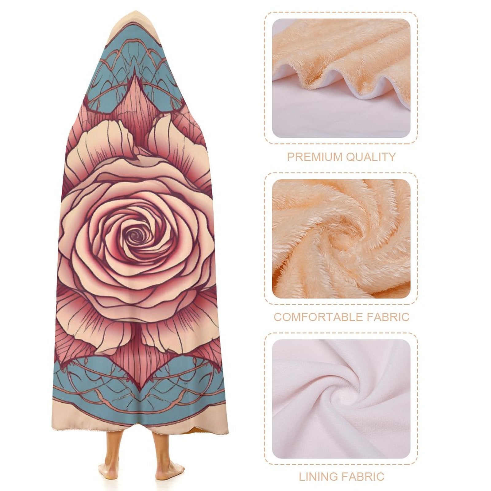 Rose Hooded Blanket