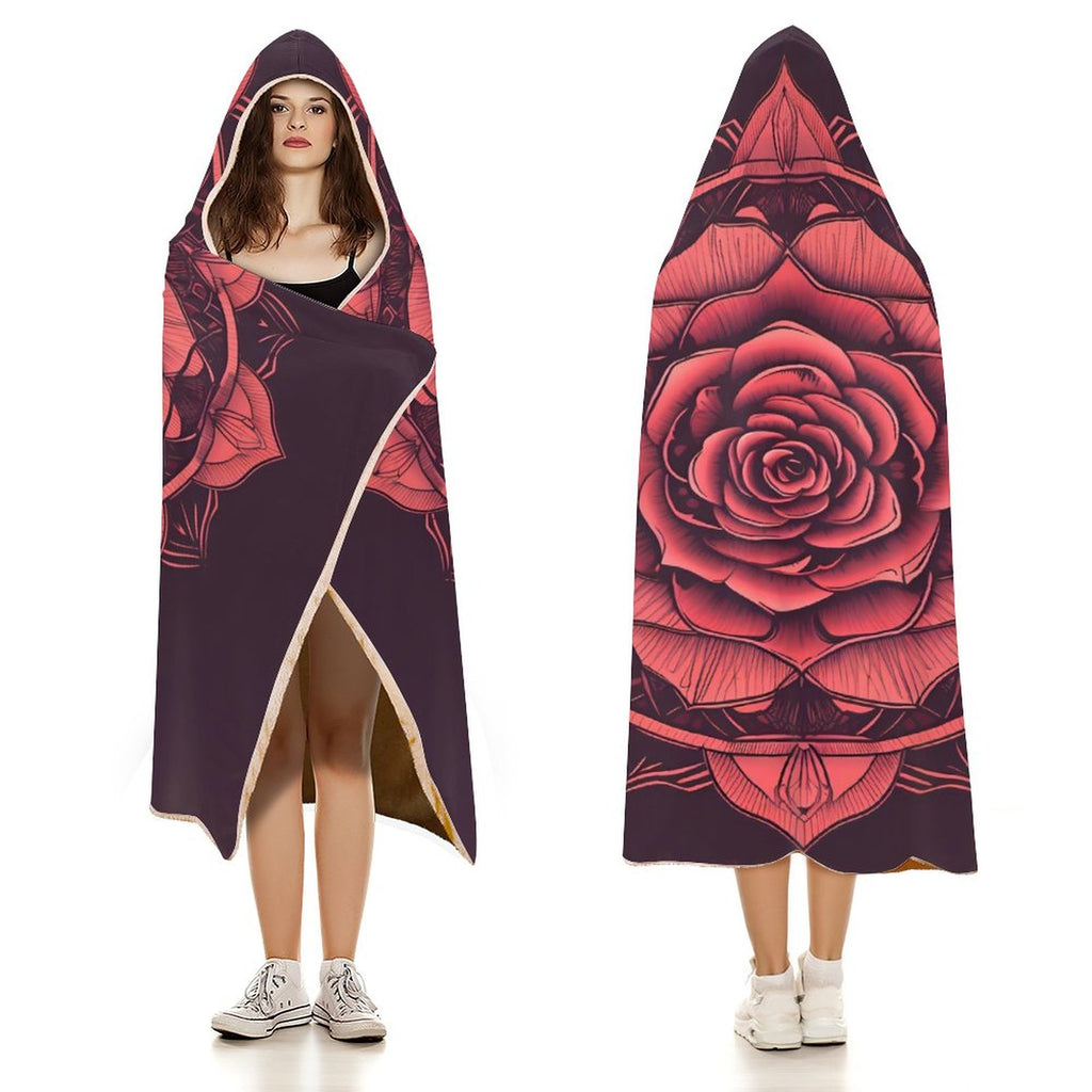 Manta con capucha de rosas