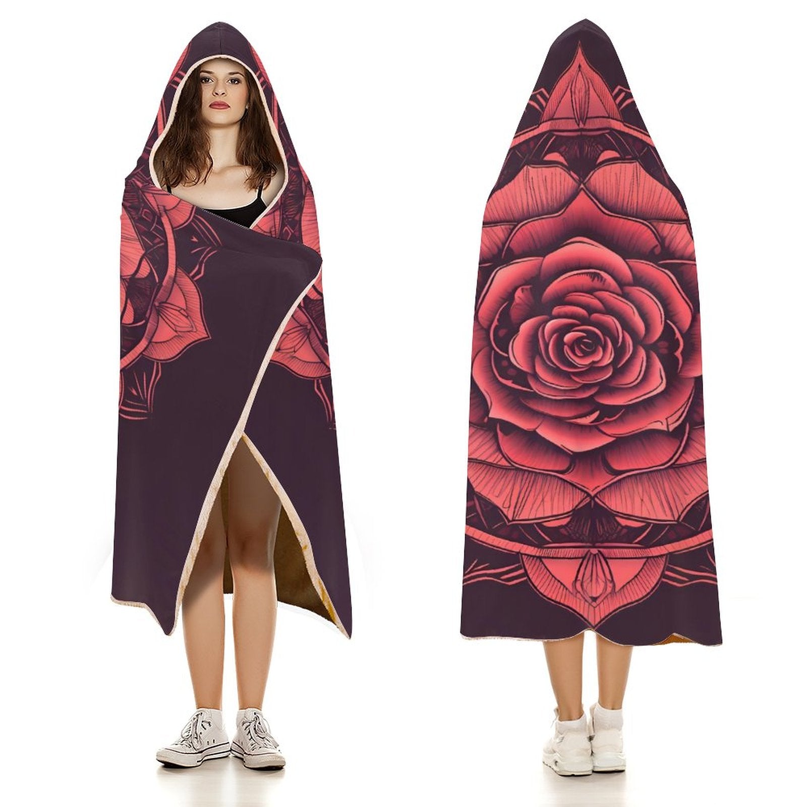 Manta con capucha de rosas