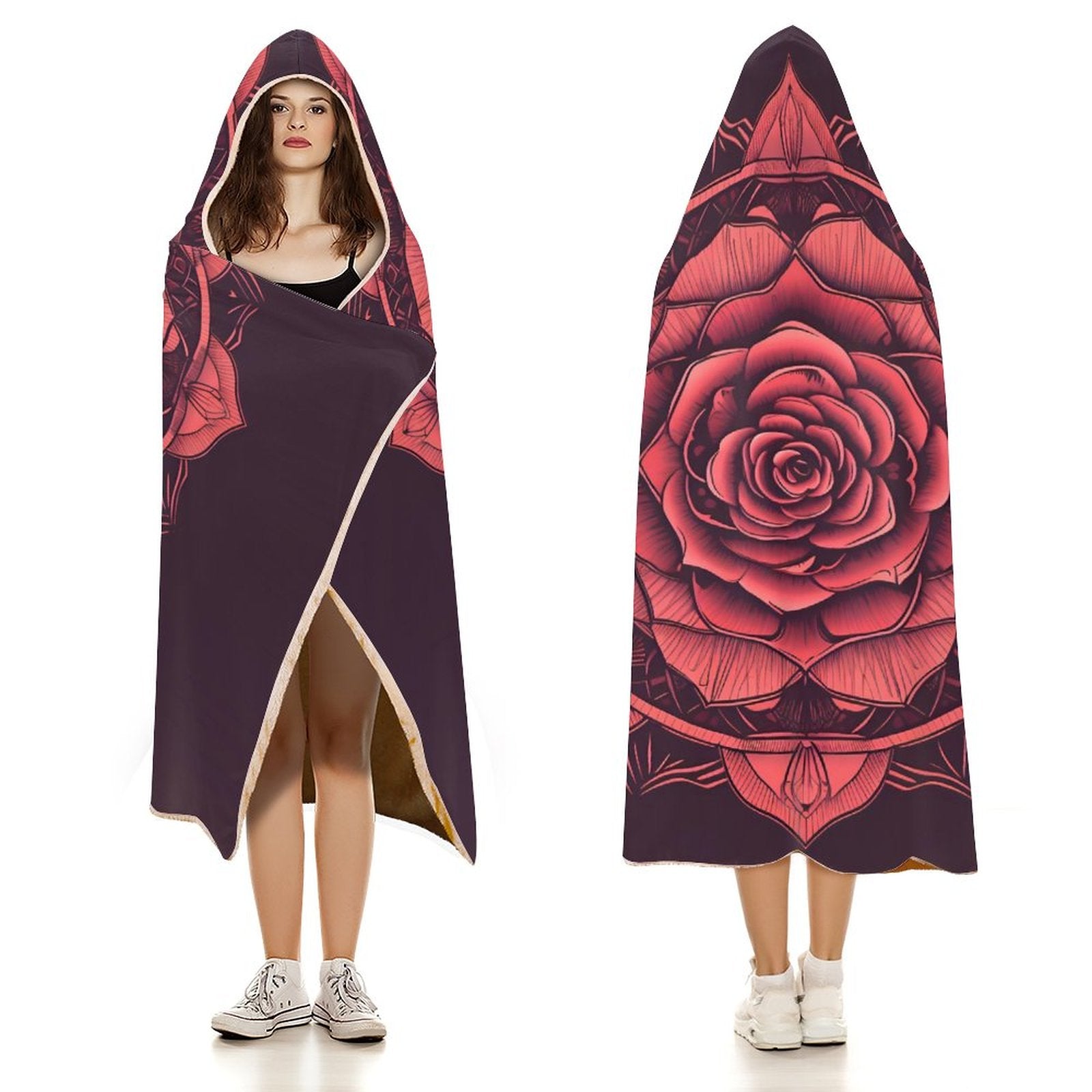 Manta con capucha de rosas