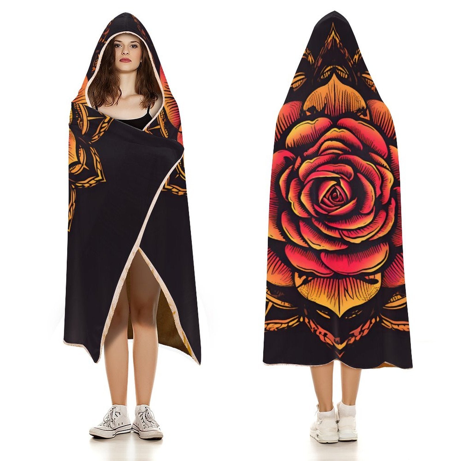 Manta con capucha de rosas