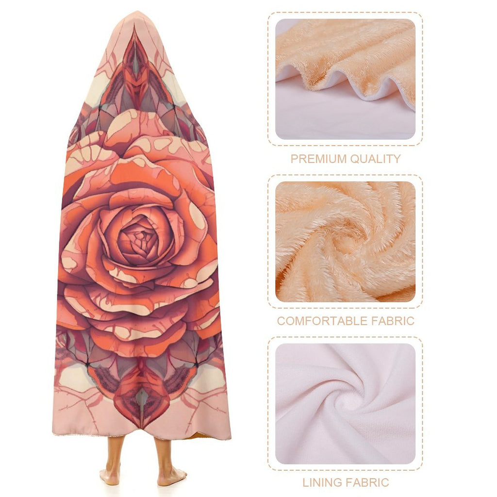 Manta con capucha de rosas
