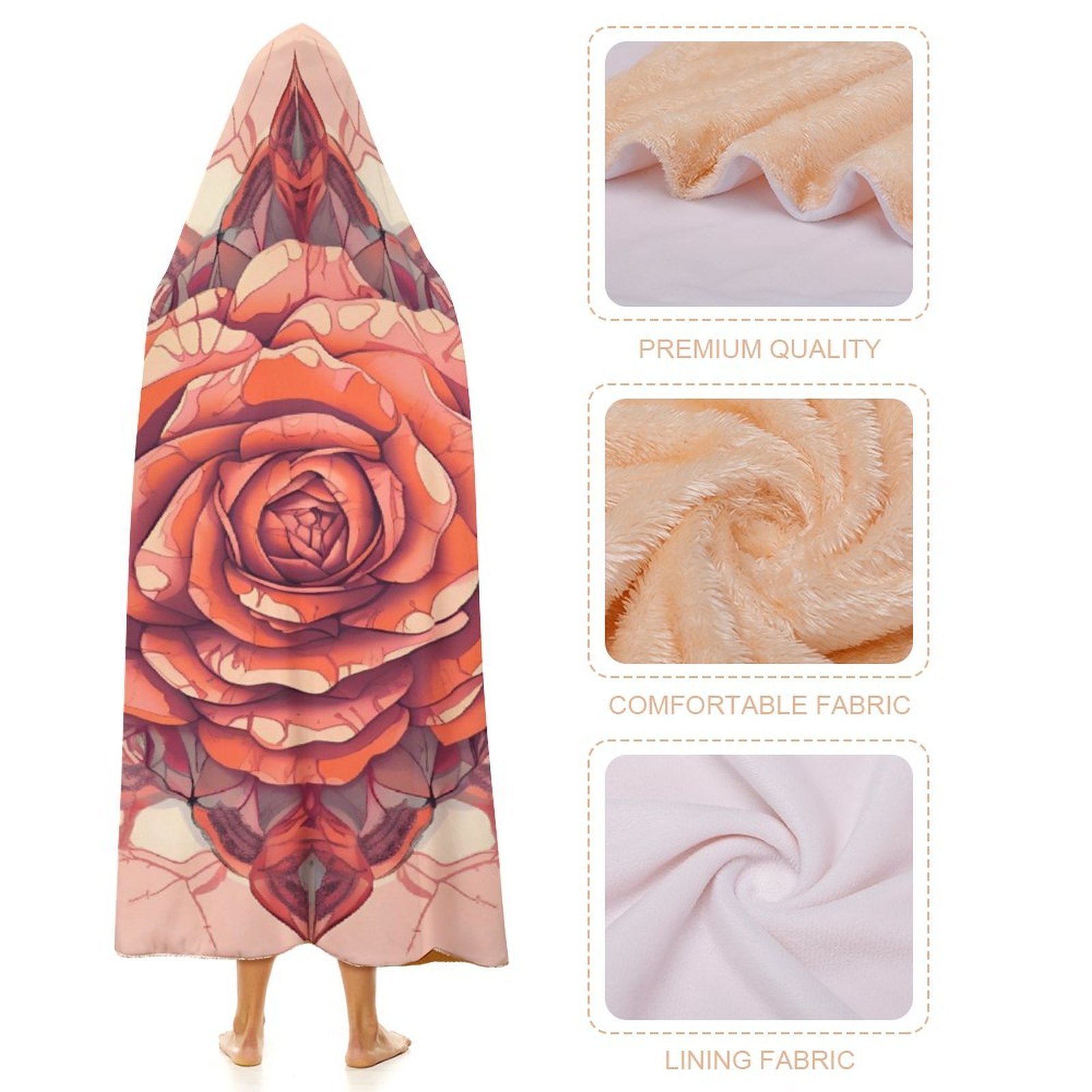 Manta con capucha de rosas