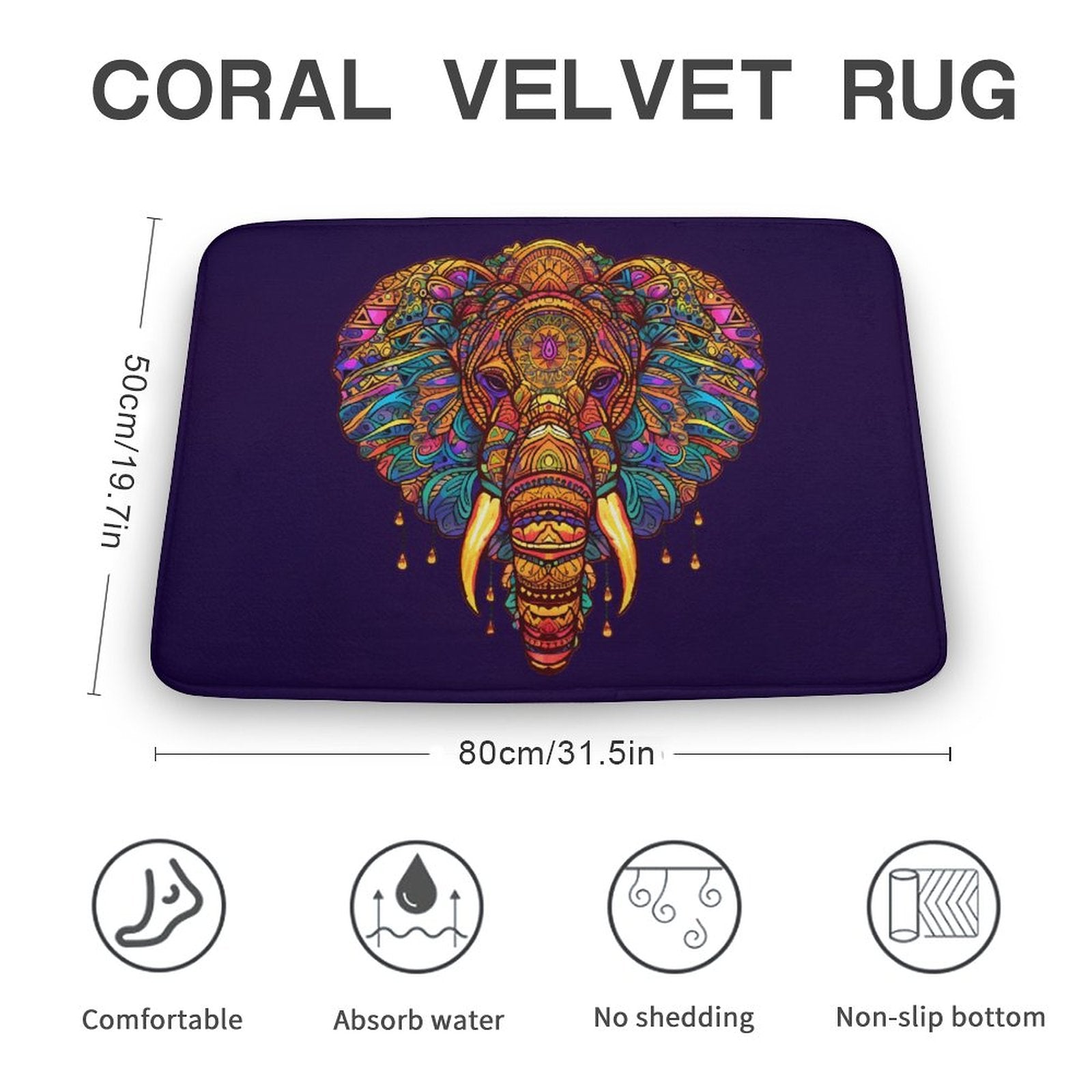 Elephant Coral Velvet Rug